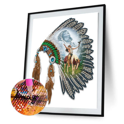 Indian Style Headgear - Special Shaped Drill Diamond Painting 30*40CM