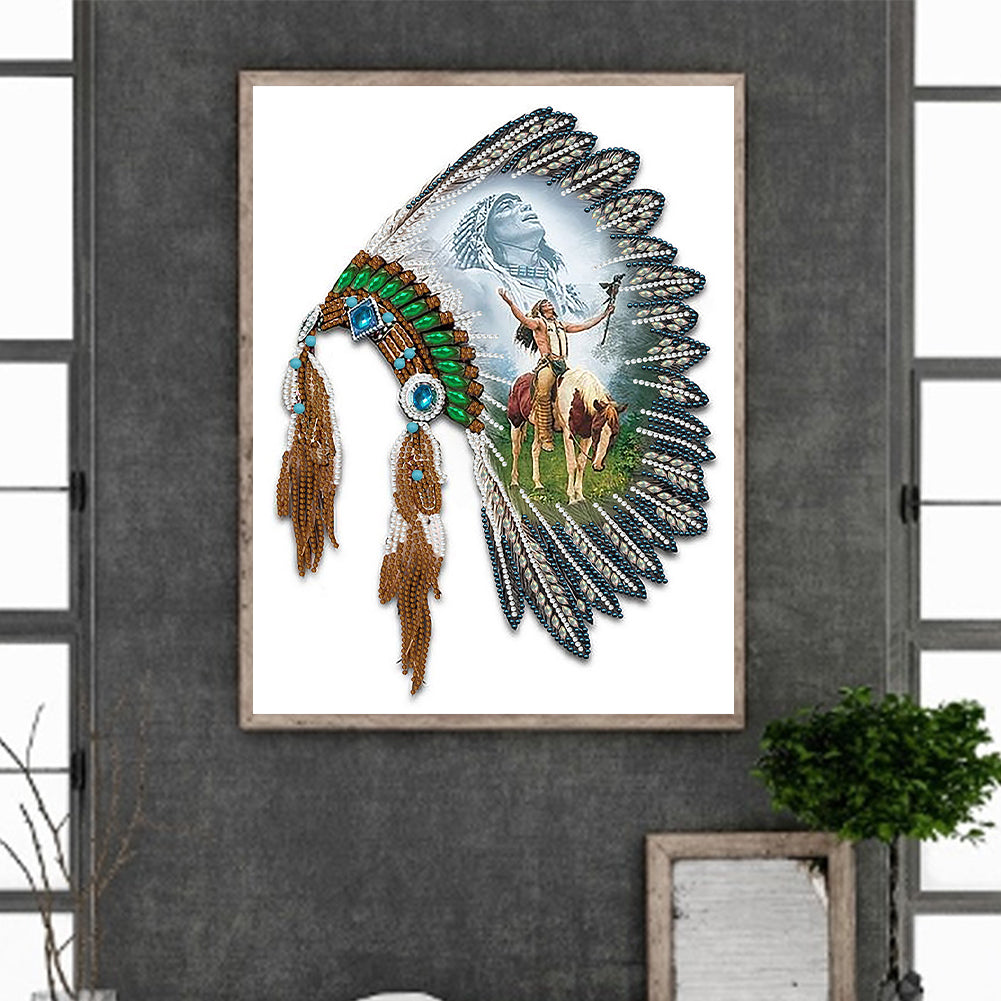 Indian Style Headgear - Special Shaped Drill Diamond Painting 30*40CM