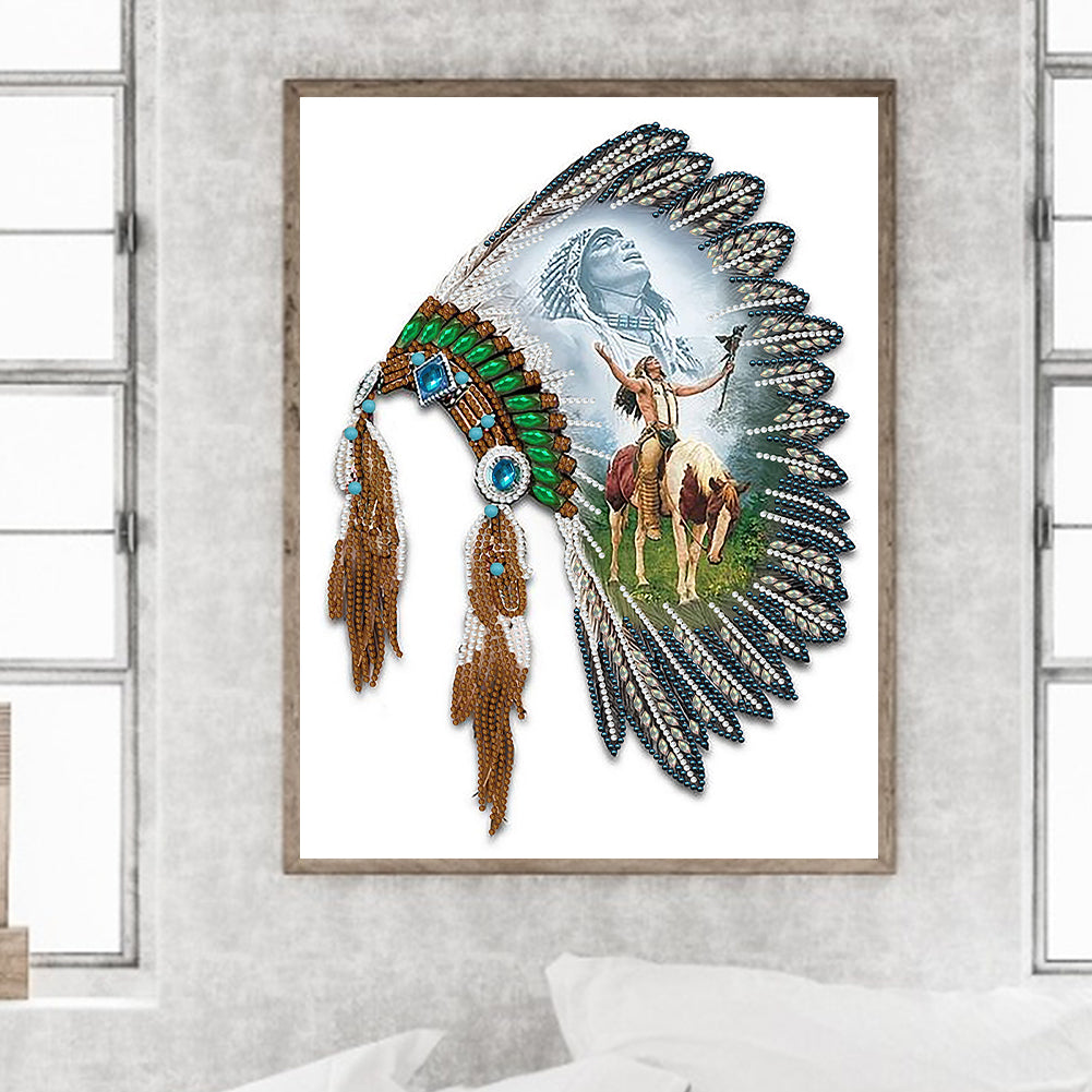 Indian Style Headgear - Special Shaped Drill Diamond Painting 30*40CM