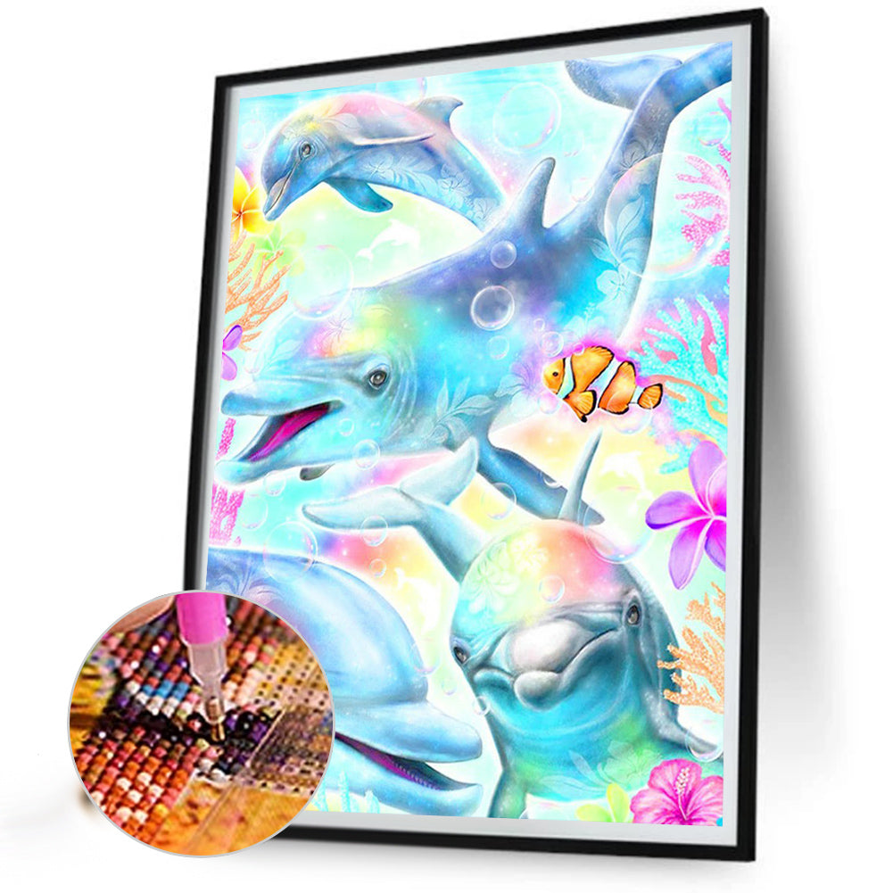 Dolphin - Full Round Drill Diamond Painting 30*40CM