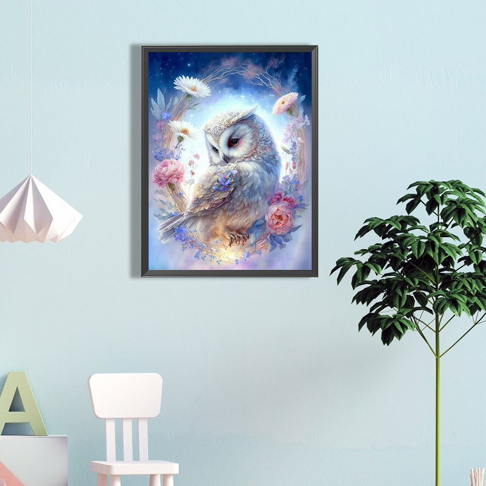 Owl 45*60Ccm(canvas) full round drill diamond painting