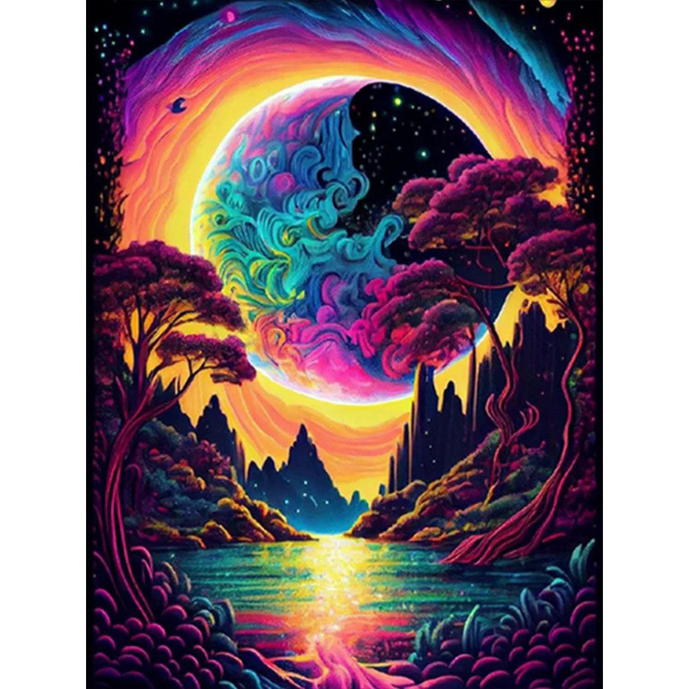 Color Fantasy Mountain Forest-O640*50cm(canvas) full-round drill diamond painting