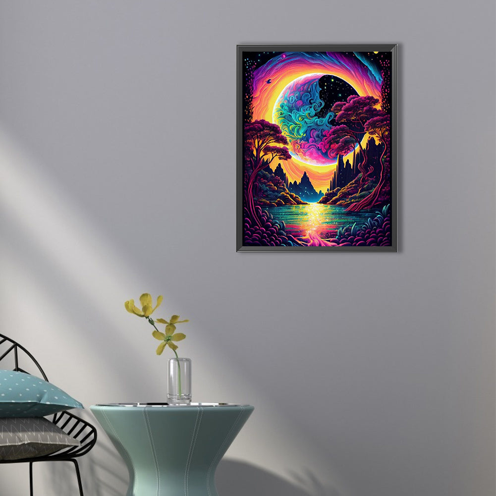 Color Fantasy Mountain Forest-O640*50cm(canvas) full-round drill diamond painting