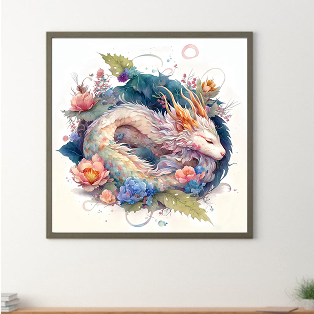 Sleeping White Dragon-O630*30cm(canvas) full-round drill diamond painting