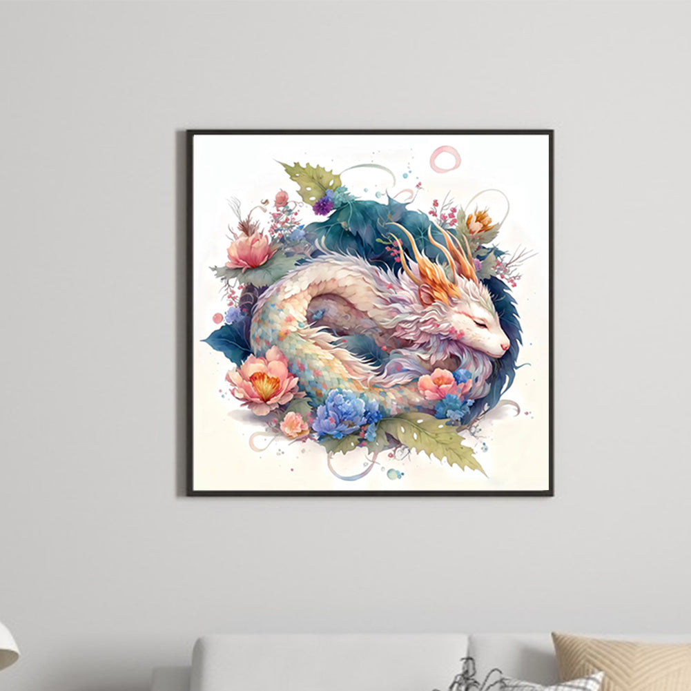 Sleeping White Dragon-O630*30cm(canvas) full-round drill diamond painting