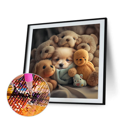 Puppies And Dolls-O630*30cm(canvas) full-round drill diamond painting