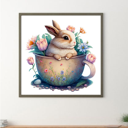 Bunny With Flowers-O630*30cm(canvas) full-round drill diamond painting