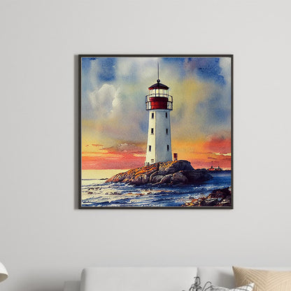 Cross Sea Lighthouse 30*30Ccm(canvas) full round drill diamond painting