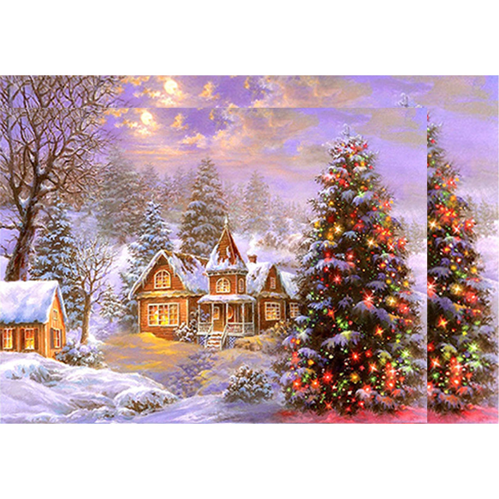 Christmas Snow Scene - Full Square Drill Diamond Painting 50*40CM