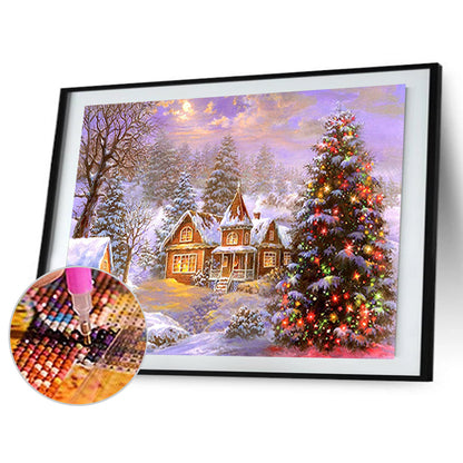 Christmas Snow Scene - Full Square Drill Diamond Painting 50*40CM