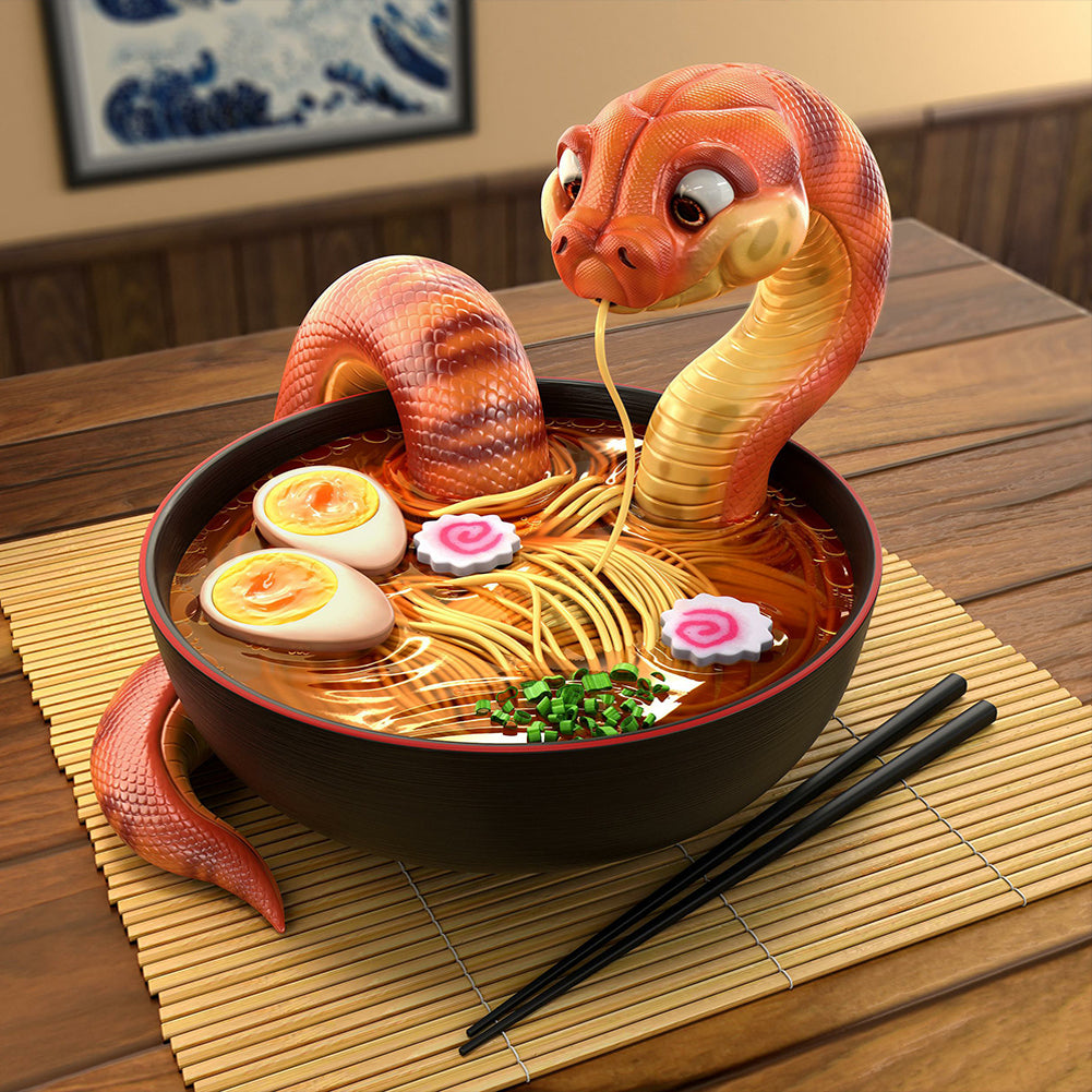 Snake Eating Ramen 30*30Ccm(canvas) full round drill diamond painting