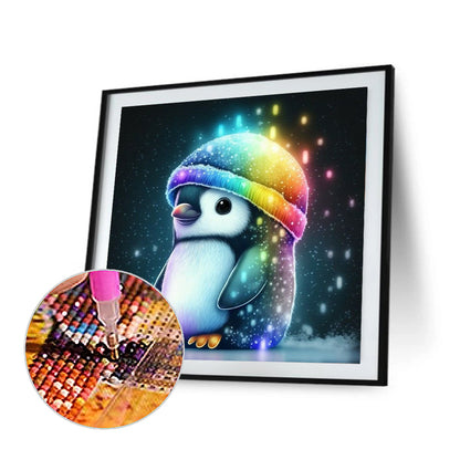 Penguin With Colorful Hat 30*30Ccm(canvas) full round drill diamond painting