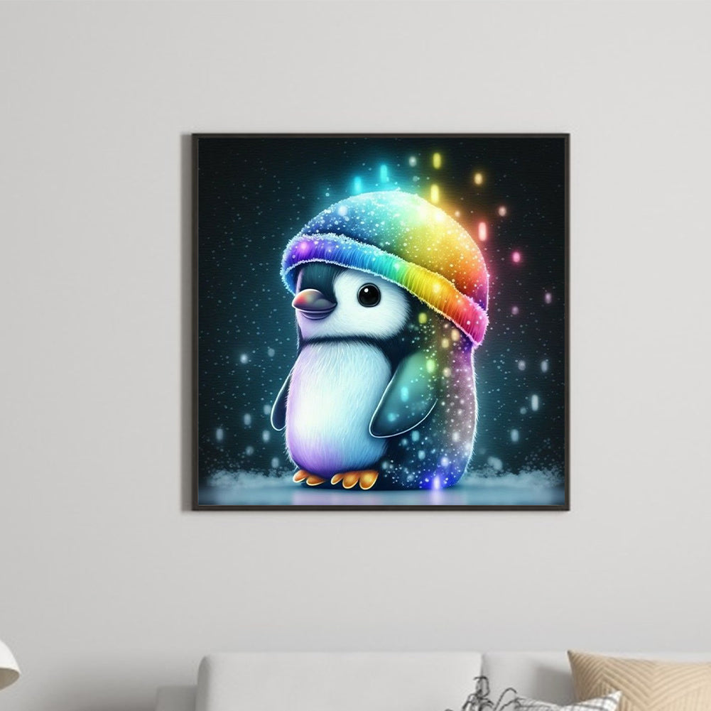 Penguin With Colorful Hat 30*30Ccm(canvas) full round drill diamond painting