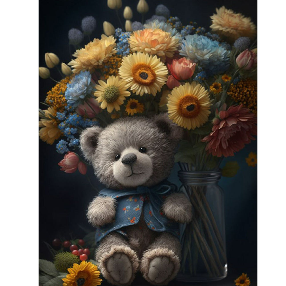 Doll And Flower 30*40Ccm(canvas) full round drill diamond painting