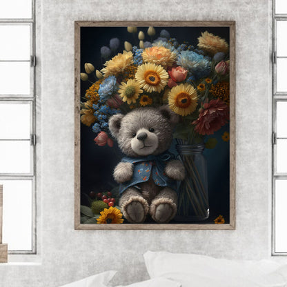 Doll And Flower 30*40Ccm(canvas) full round drill diamond painting