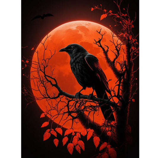 A Resident Crow During A Blood Moon 30*40Ccm(canvas) full round drill diamond painting