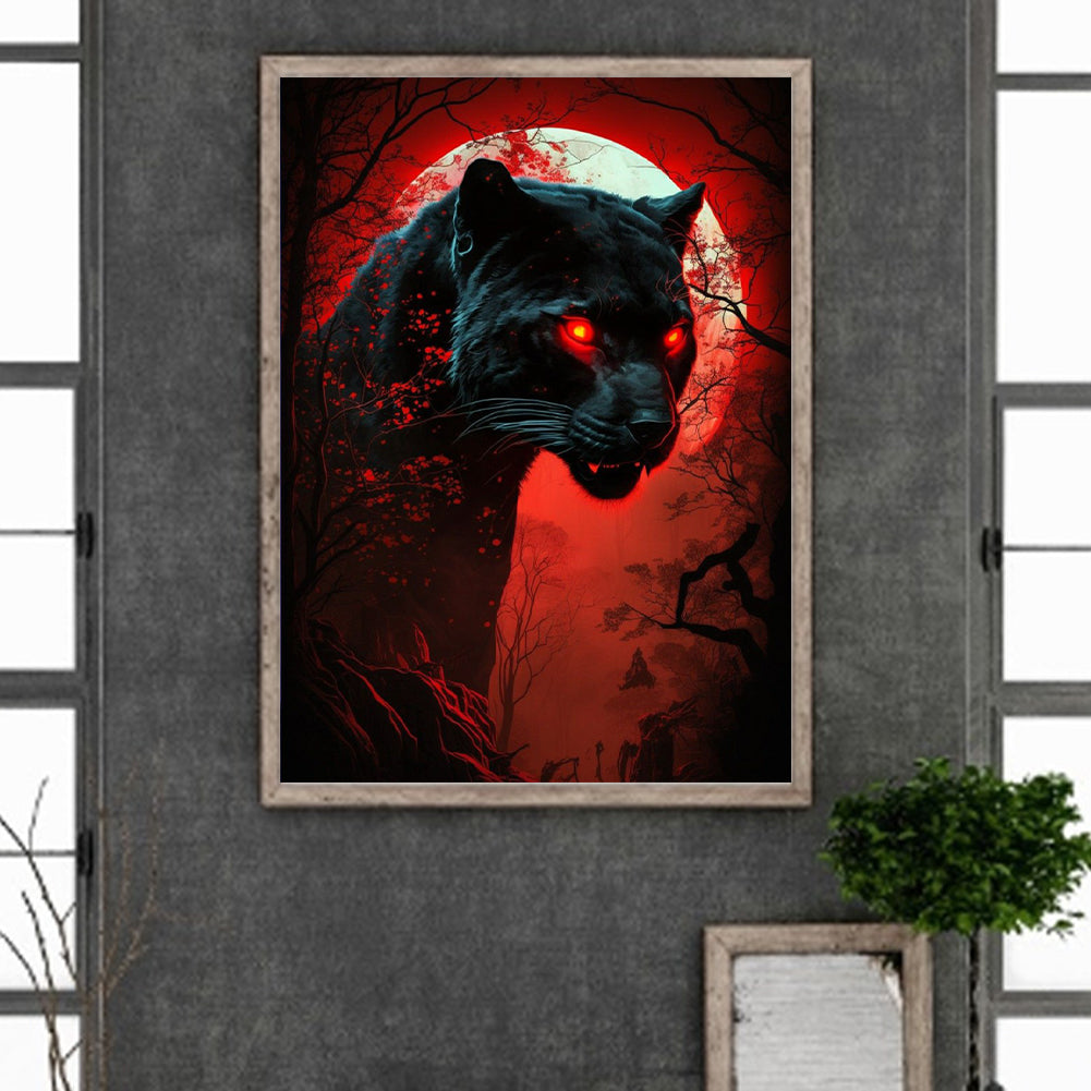 Black Panther Lurking In The Forest 30*40Ccm(canvas) full round drill diamond painting