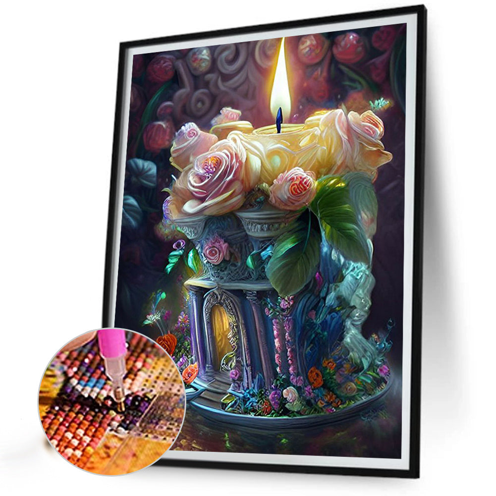 Flower Candle - Full Round Drill Diamond Painting 30*40CM