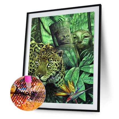 Cheetah In The Forest Ruins 30*40Ccm(canvas) full round drill diamond painting