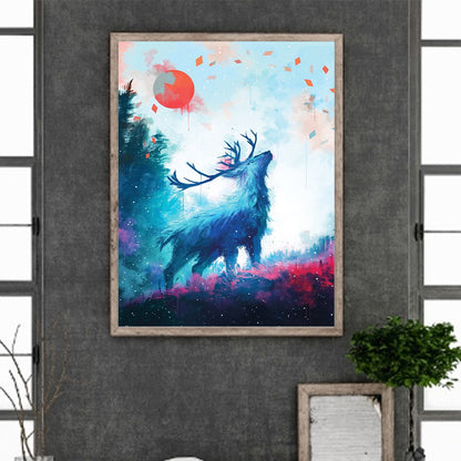 Deer Looking Up To The Sky 30*40Ccm(canvas) full round drill diamond painting