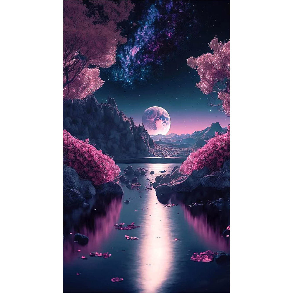 The Night Guided By The Sea Of Flowers 40*70Ccm(canvas) full round drill diamond painting