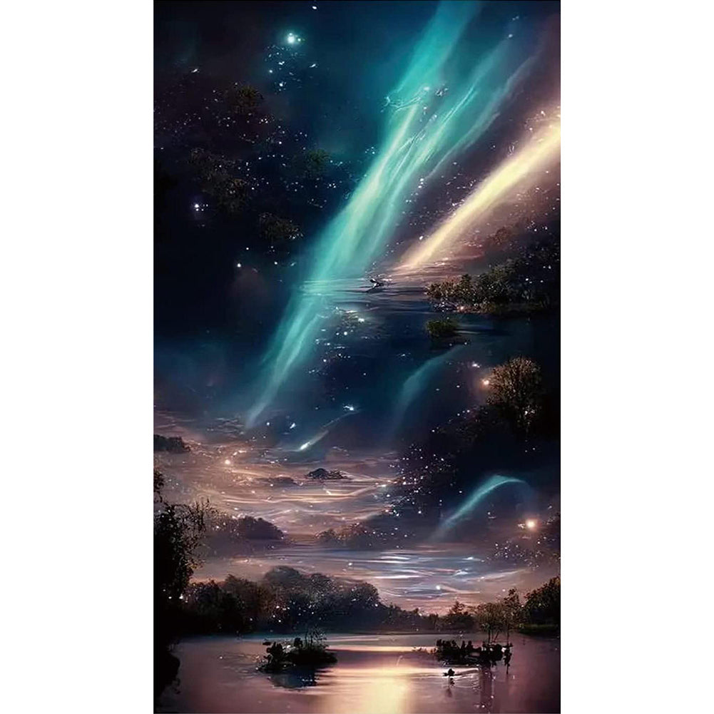 Double Aurora Galloping In The Night Sky 40*70Ccm(canvas) full round drill diamond painting