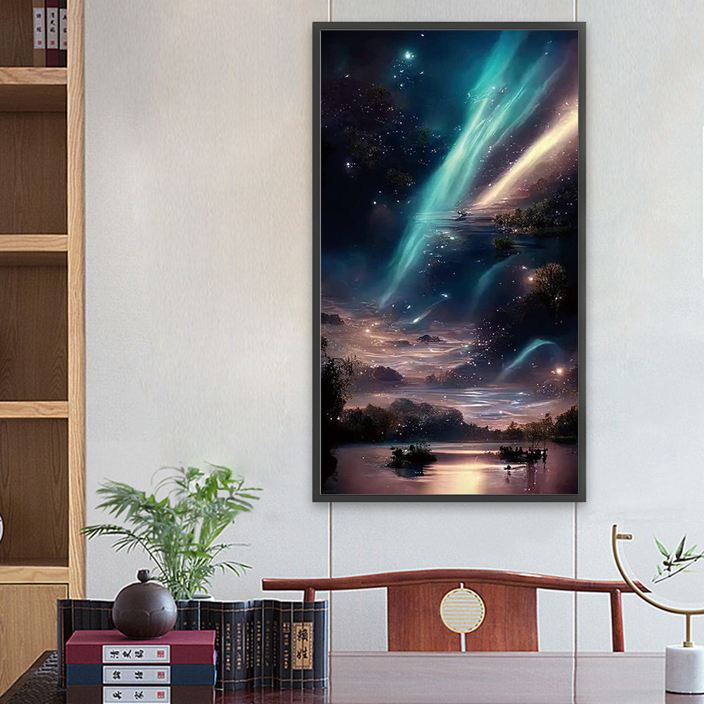 Double Aurora Galloping In The Night Sky 40*70Ccm(canvas) full round drill diamond painting