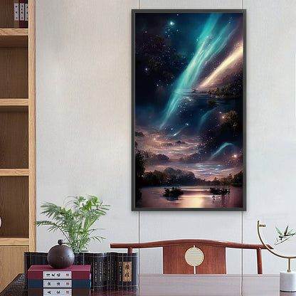 Double Aurora Galloping In The Night Sky 40*70Ccm(canvas) full round drill diamond painting