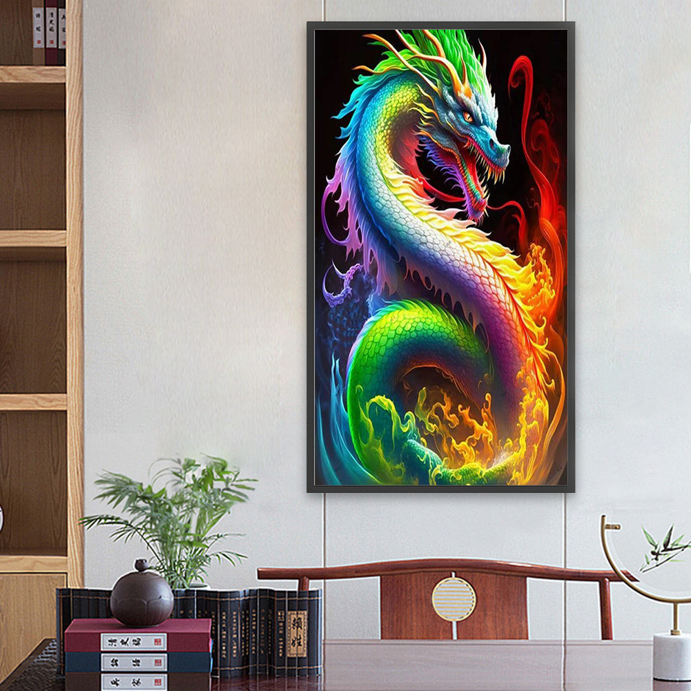 Colorful Dragon - Full Square Drill Diamond Painting 40*70CM