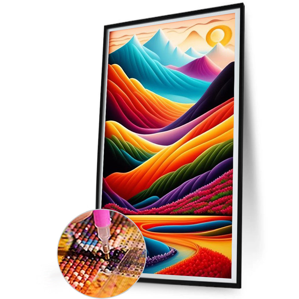 Colorful Mountain Lake - Full Round Drill Diamond Painting 30*50CM