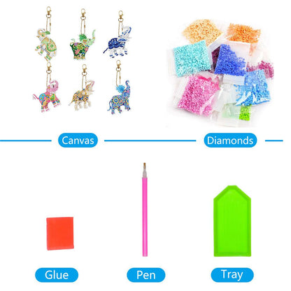 6pcs Diamond Painting Keychains Kit Handmade DIY Hanging Ornament (YSK122)