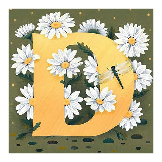 Daisy Letter D - Full Square Drill Diamond Painting 30*30CM