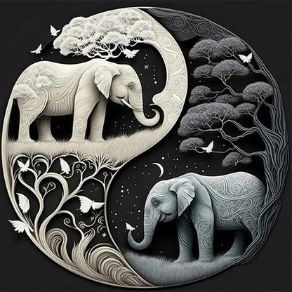 Elephant Yin Yang Diagram - Full Square Drill Diamond Painting 40*40CM