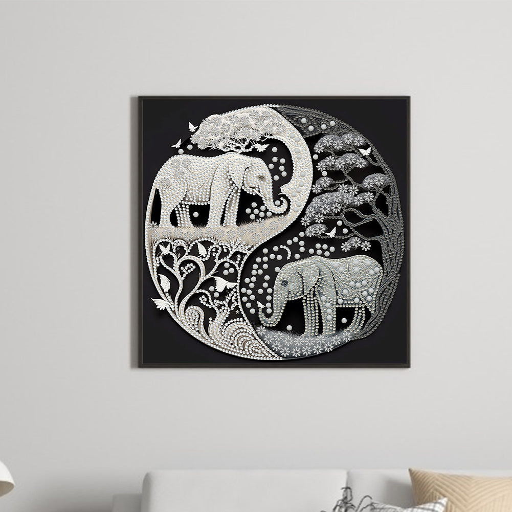 Tai Chi Yin Yang Elephant - Special Shaped Drill Diamond Painting 30*30CM