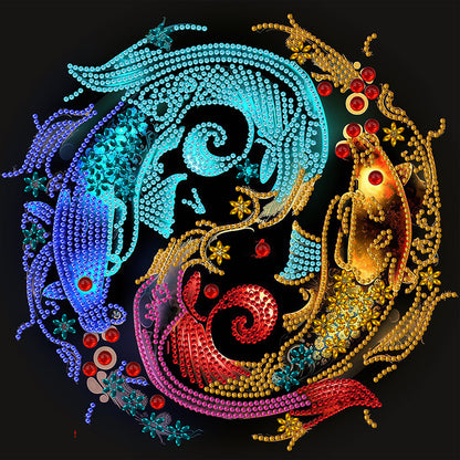 Tai Chi Yin Yang Carp - Special Shaped Drill Diamond Painting 30*30CM