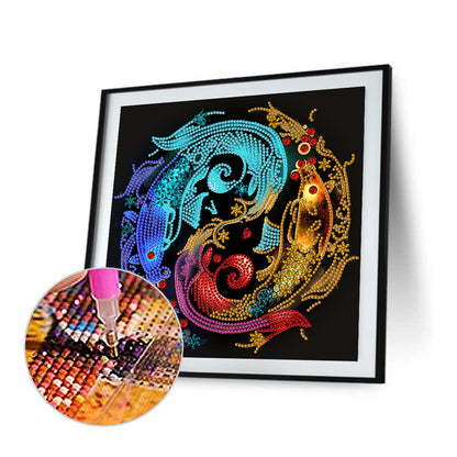 Tai Chi Yin Yang Carp - Special Shaped Drill Diamond Painting 30*30CM