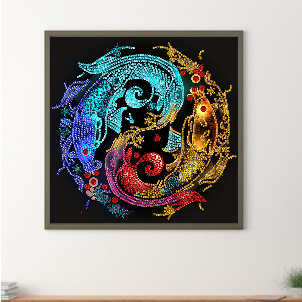 Tai Chi Yin Yang Carp - Special Shaped Drill Diamond Painting 30*30CM