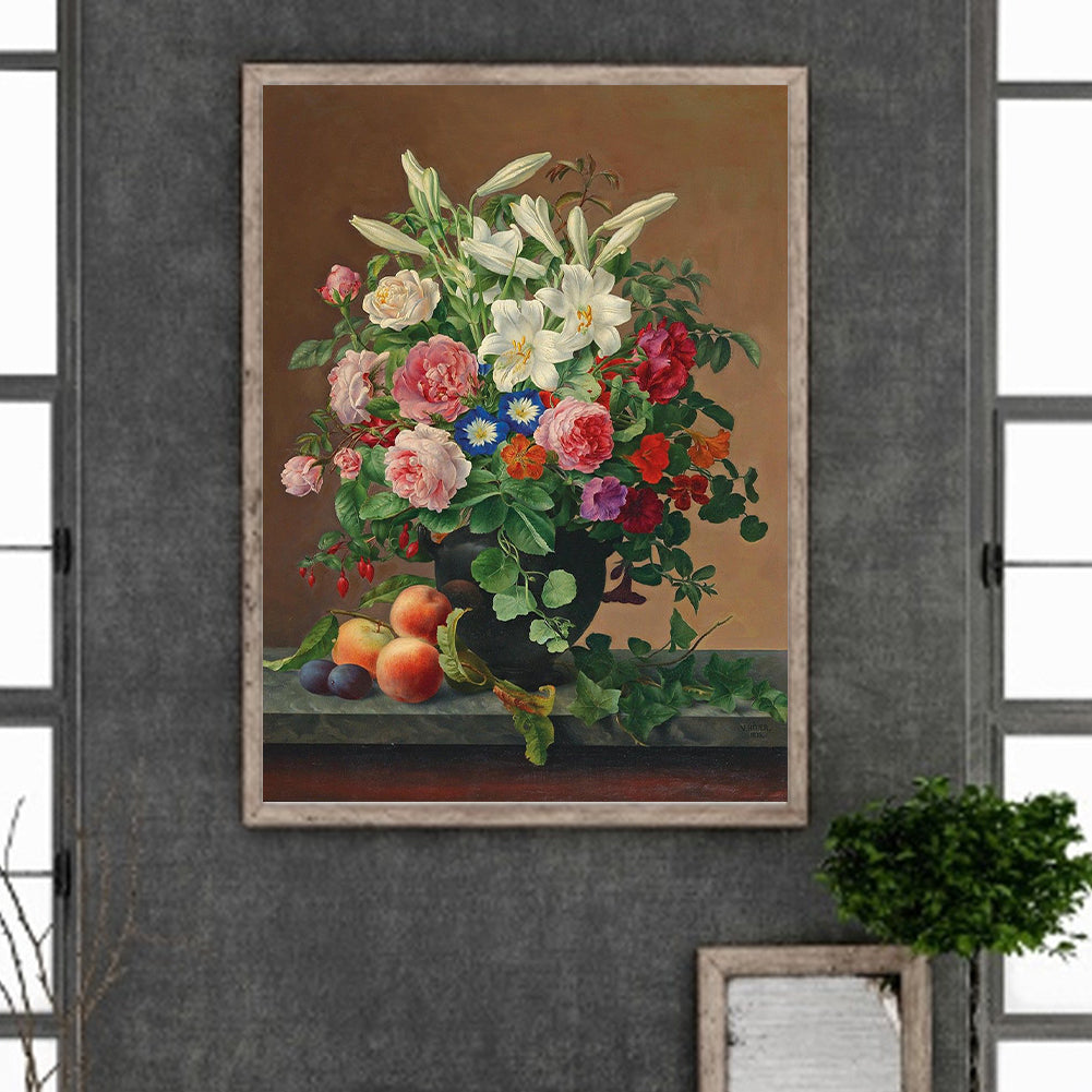 Oil Painting Bouquet - Full Round Drill Diamond Painting 30*40CM