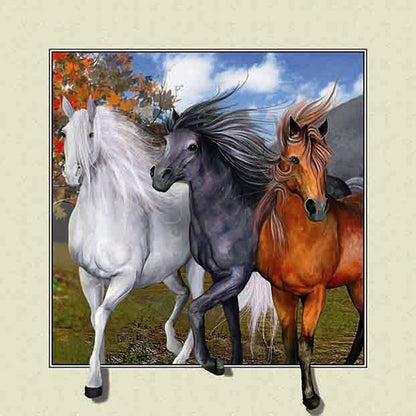 3D Picture Frame Running Horse - Full Round Drill Diamond Painting 30*30CM