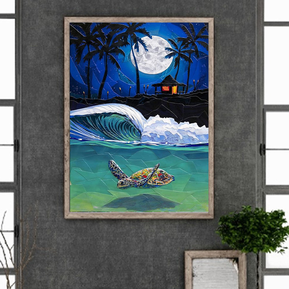 Night Sea Turtle - Full Round Drill Diamond Painting 30*40CM