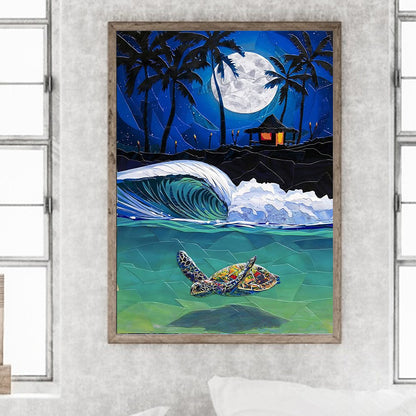 Night Sea Turtle - Full Round Drill Diamond Painting 30*40CM