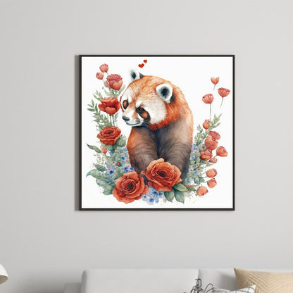 Raccoon With Flowers - Full Round Drill Diamond Painting 30*30CM