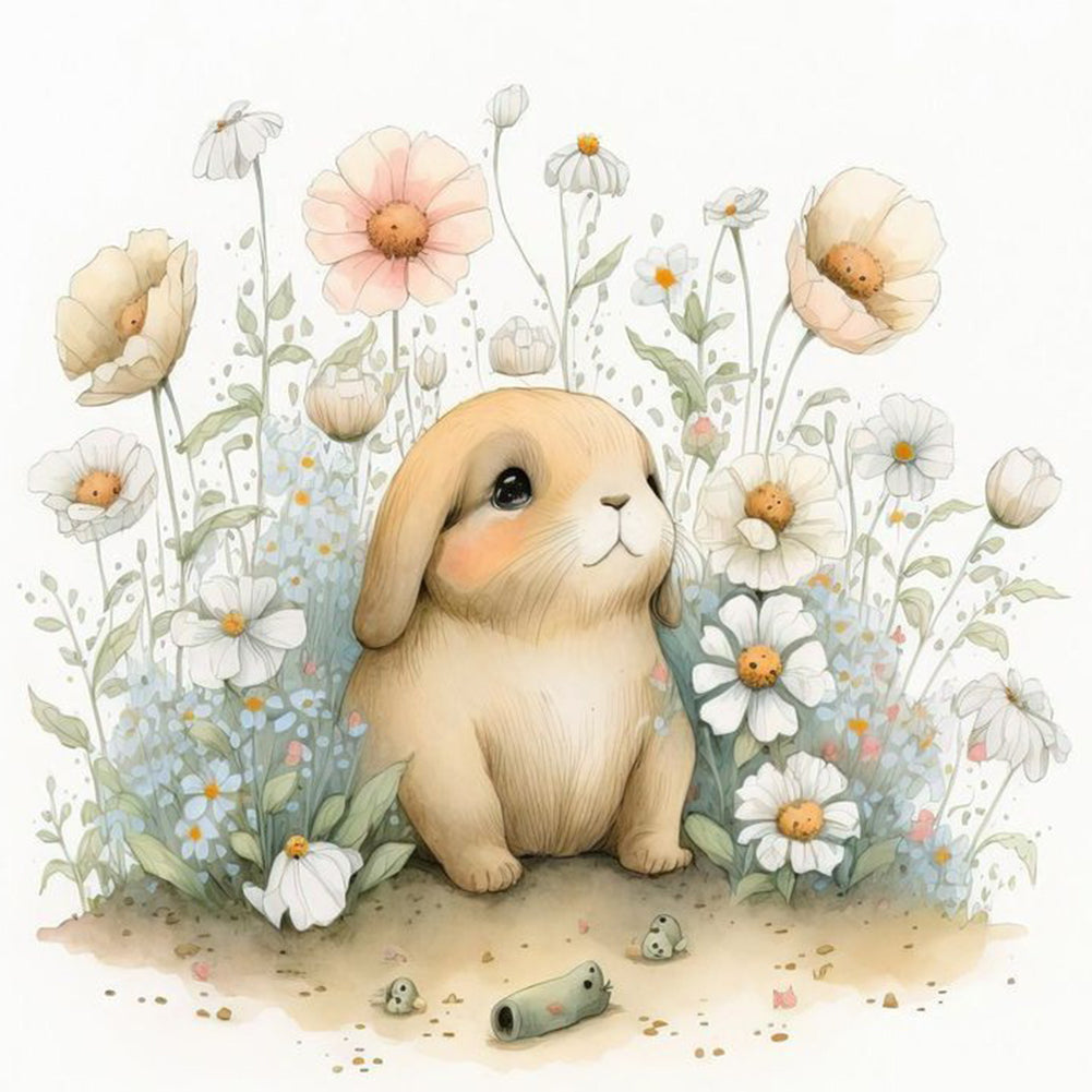 Smiling Bunny - Full Round Drill Diamond Painting 30*30CM