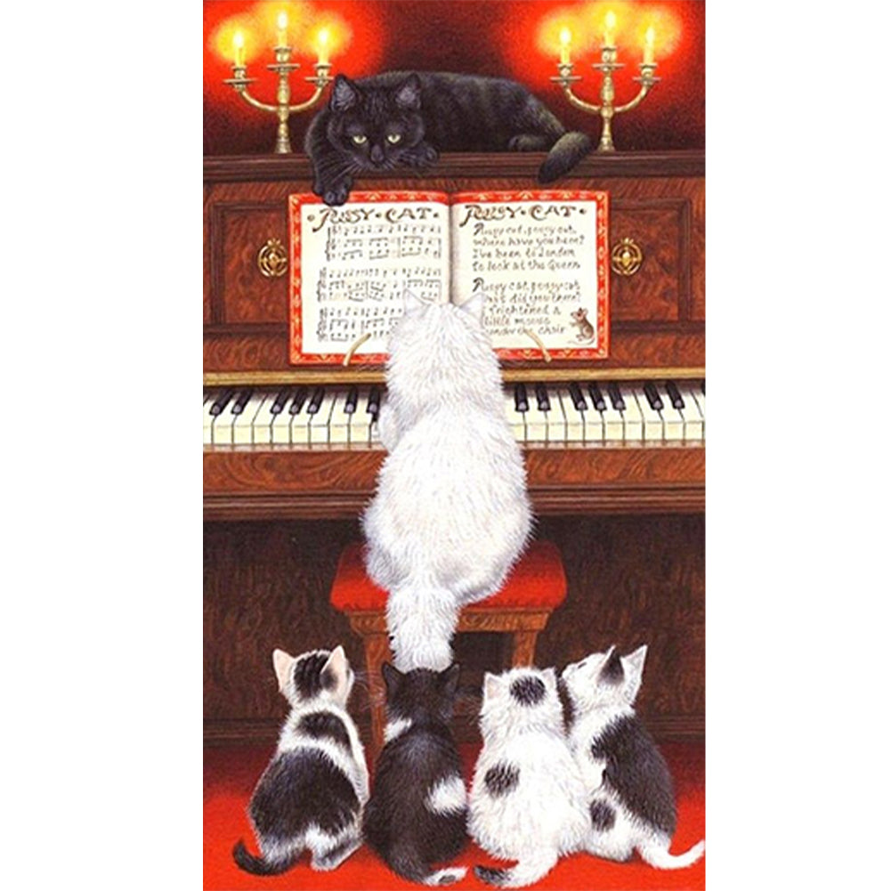 The Pianist And His Loyal Audience - Full Round Drill Diamond Painting 40*70CM