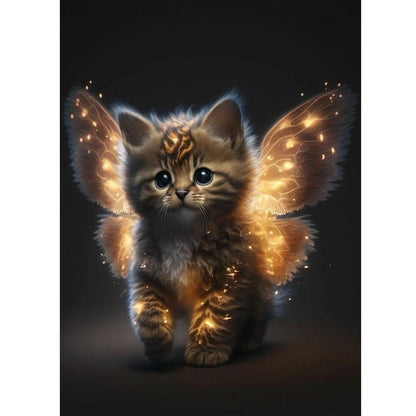 Elf Cat With Butterfly Wings - Full Round Drill Diamond Painting 30*40CM