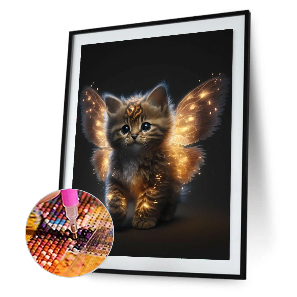 Elf Cat With Butterfly Wings - Full Round Drill Diamond Painting 30*40CM