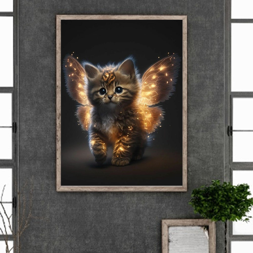 Elf Cat With Butterfly Wings - Full Round Drill Diamond Painting 30*40CM