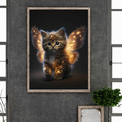 Elf Cat With Butterfly Wings - Full Round Drill Diamond Painting 30*40CM