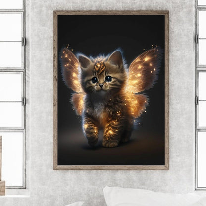 Elf Cat With Butterfly Wings - Full Round Drill Diamond Painting 30*40CM