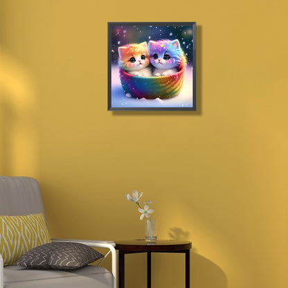 Rainbow Colored Kitten - Full Round Drill Diamond Painting 30*30CM